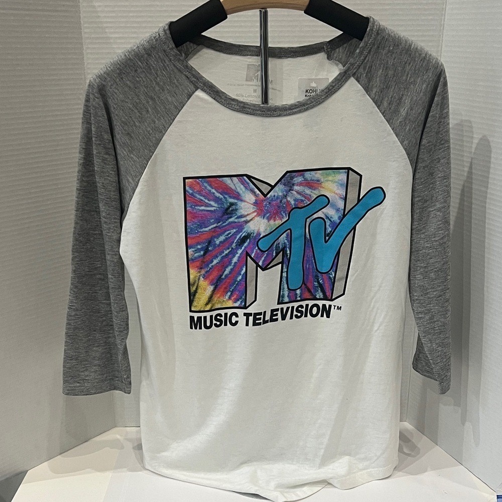 NWT MTV Tie-Dye Logo Raglan Tee Size Medium